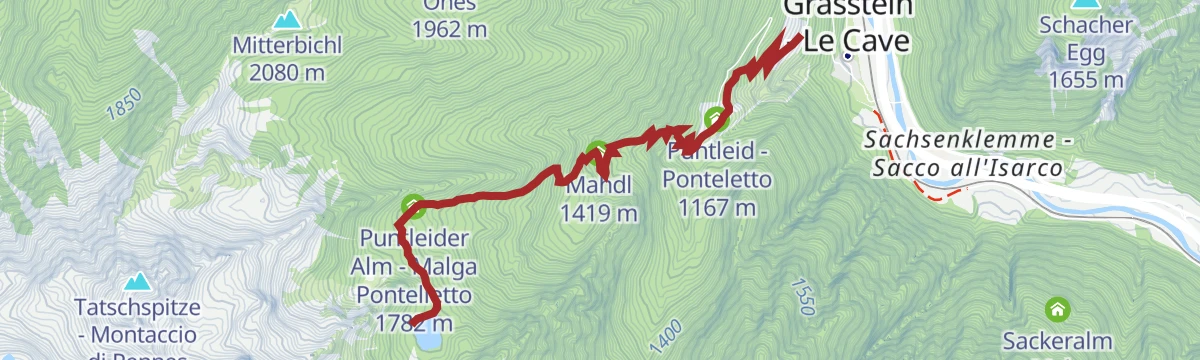 Route map: Hiking tour Lake Puntleid-Ponteletto